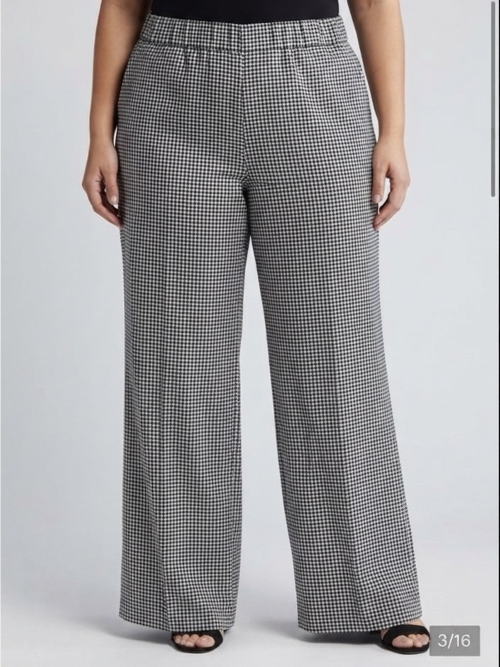 MICHEL STUDIO Black White Houndstooth Wide Leg Slacks Size 16